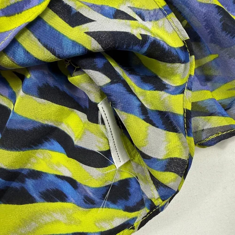 Guess by Marciano cropped chiffon Hawaiian print blouse vacation resort top Sz S - Picture 5 of 9